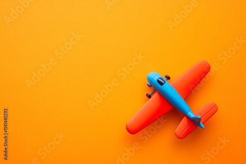 Toy airplane on orange background. (1) photo