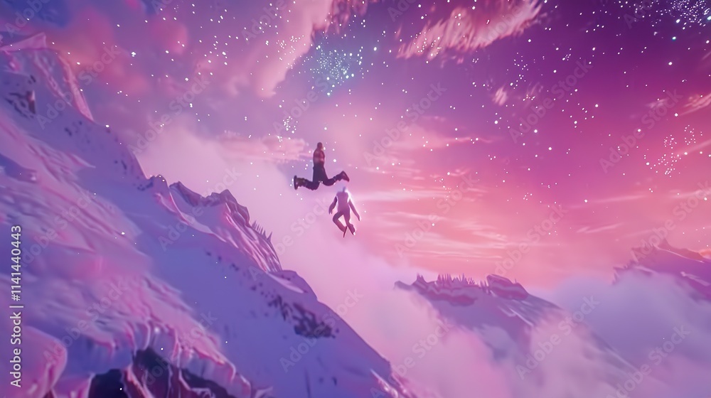 Stars pink sky purple galactic background Stars pink sky purple galactic background