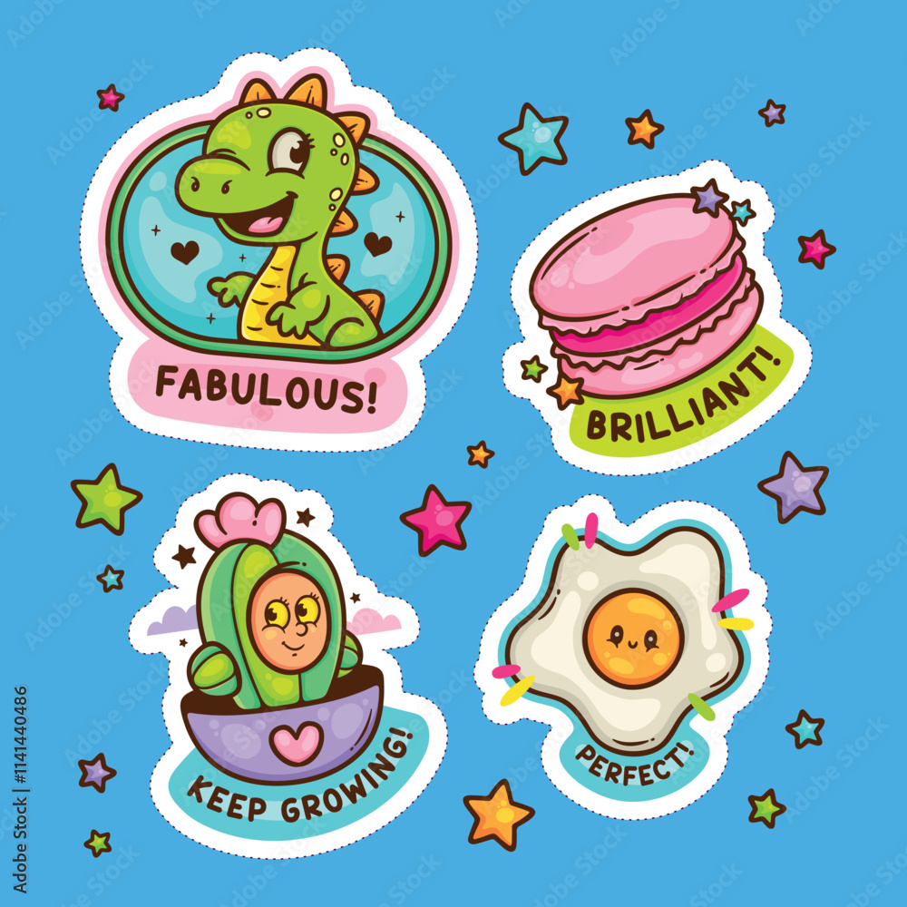 Fototapeta premium Sticker Text Balloon Hand Drawn Doodle Element Vector Collection 