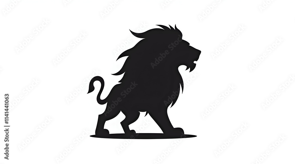 Fototapeta premium Majestic Silhouette of a Lion Showcasing Strength and Grace Against a Minimalist Background