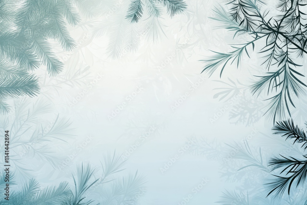 Winter Scene with Snowflakes and Pine Branches. Winter Scene with Snowflakes and Pine Branches.