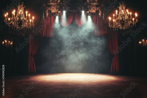 Theatrical Stage Setting Dramatic Lighting Smoke Effect photo