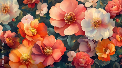 Flower Wallpaper: A collection of floral wallpaper designs featuring vibrant blooms, perfect for creating nature-inspired backgrounds or adding elegance to digital or print work. 