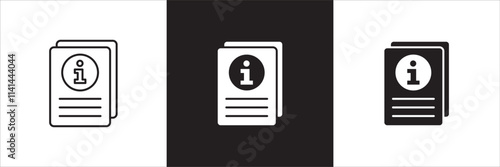 Customer service and support manual book icon set. Help center and information document icons. Technical support instruction signs. Vector stock illustration.