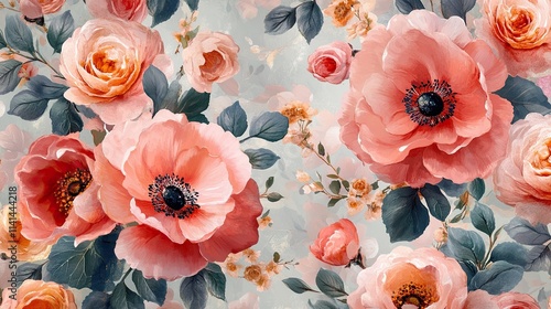 Flower Wallpaper: A collection of floral wallpaper designs featuring vibrant blooms, perfect for creating nature-inspired backgrounds or adding elegance to digital or print work. 