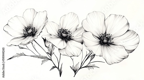 Flower Drawing: A delicate flower drawing, perfect for hand-drawn, artistic projects or creating floral-themed designs with a personal, creative touch. 