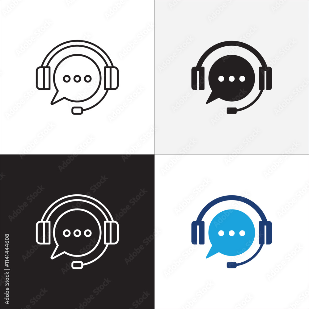 Customer service and support headset icon set. Help center and information hot line telephone icons. technical support mail contact signs. Vector stock illustration. Customer service and support headset icon set. Help center and information hot line telephone icons. technical support mail contact signs. Vector stock illustration.