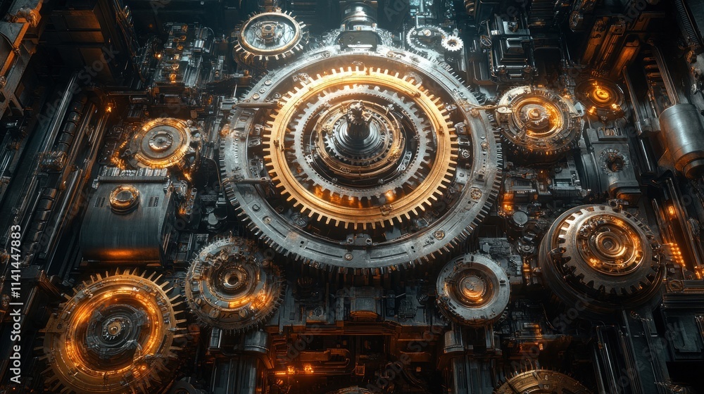 Intricate steampunk-style clockwork mechanism. Intricate steampunk-style clockwork mechanism.