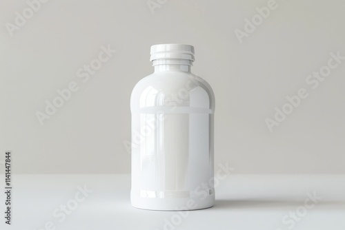 White plastic bottle mockup on white background.