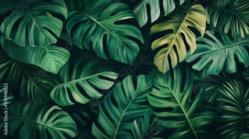 Wallpaper Mural Vibrant tropical leaves and lush greenery illustrating a tropical jungle background Torontodigital.ca