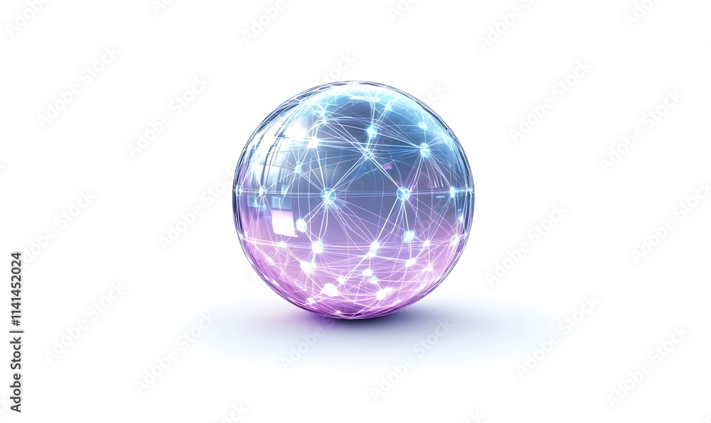 Glowing sphere with network links on a white background. Glowing sphere with network links on a white background.