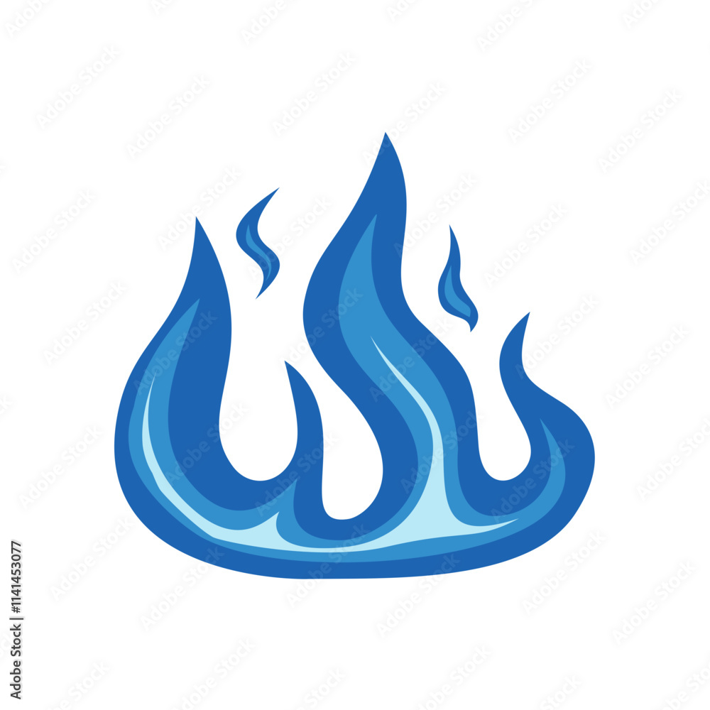 Blue fire icon. Symbol of burning natural gas. Vector illustration isolated on a white background Blue fire icon. Symbol of burning natural gas. Vector illustration isolated on a white background