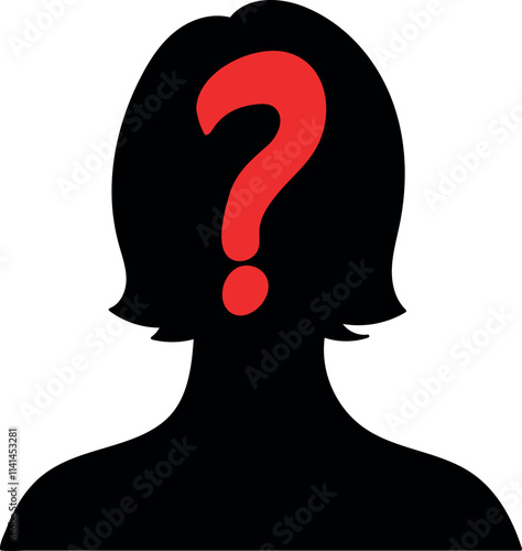Anonymous Woman Silhouette Vector Illustration - Mystery Concept