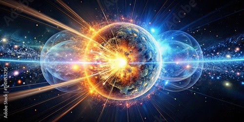 Wallpaper Mural render of a particle collision in a scientific environment, science, physics, energy, collision, particles Torontodigital.ca