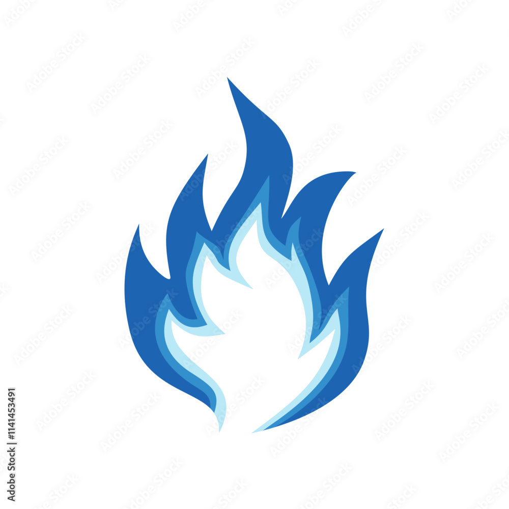 Blue fire icon. Symbol of burning natural gas. Vector illustration isolated on a white background Blue fire icon. Symbol of burning natural gas. Vector illustration isolated on a white background