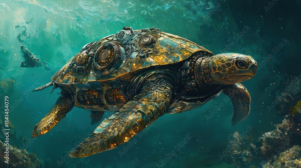 Obraz premium Biomechanical Mystic Turtle