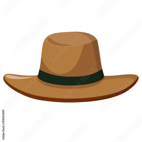 Brown fedora hat vector illustration, brown fedora hat clipart, isolated on white background
