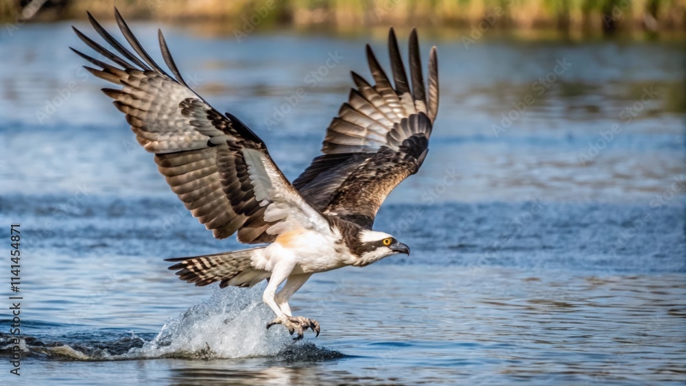 Obraz premium Osprey Diving into Water with Wings Spread