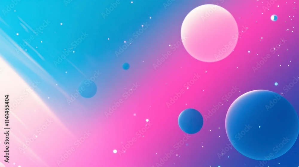 Retro 80s Gradient Space Scene with Pink and Blue Planets Retro 80s Gradient Space Scene with Pink and Blue Planets