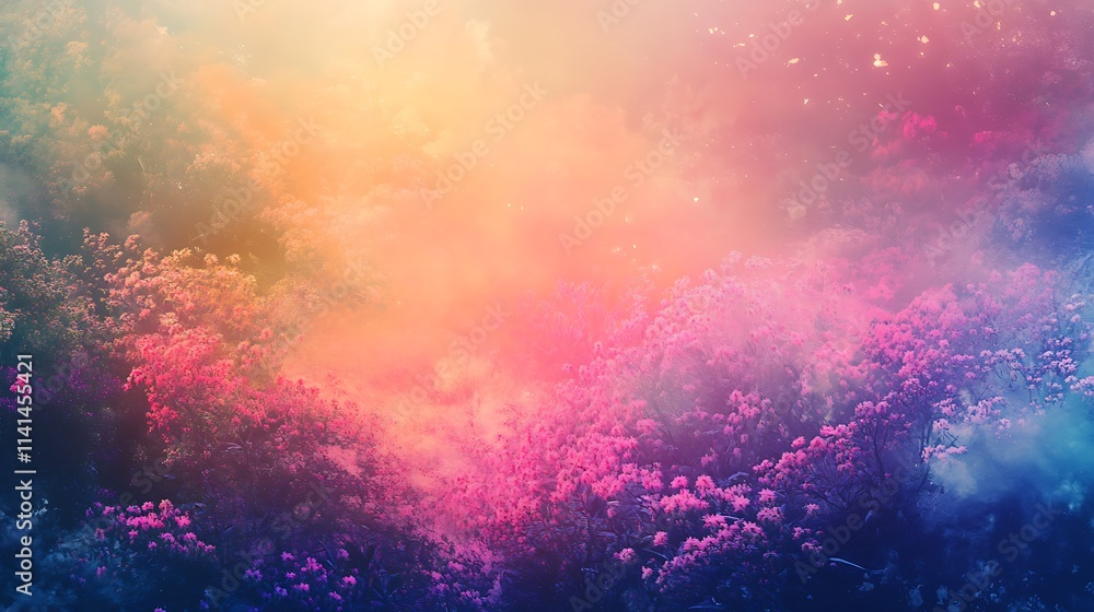 Naklejka premium Vividly Hued Abstract Digital Painting in Soft Dreamy Style. AI Generated