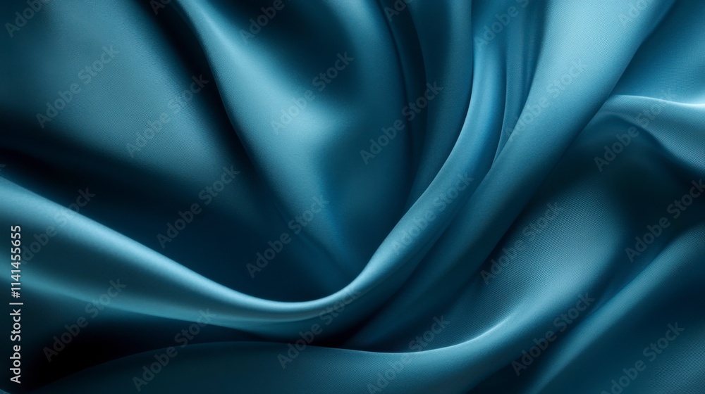 Obraz premium Teal Silk Fabric Draped Softly, Elegant Textile Background
