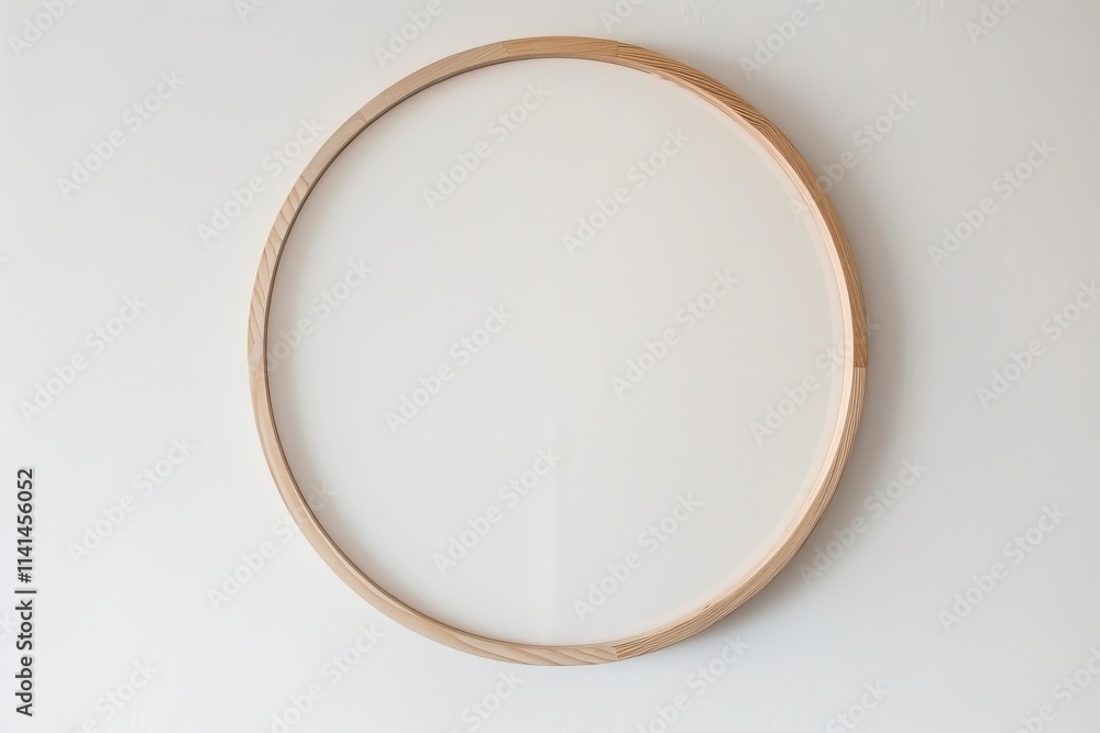 Simple wooden circle on white wall. Simple wooden circle on white wall.