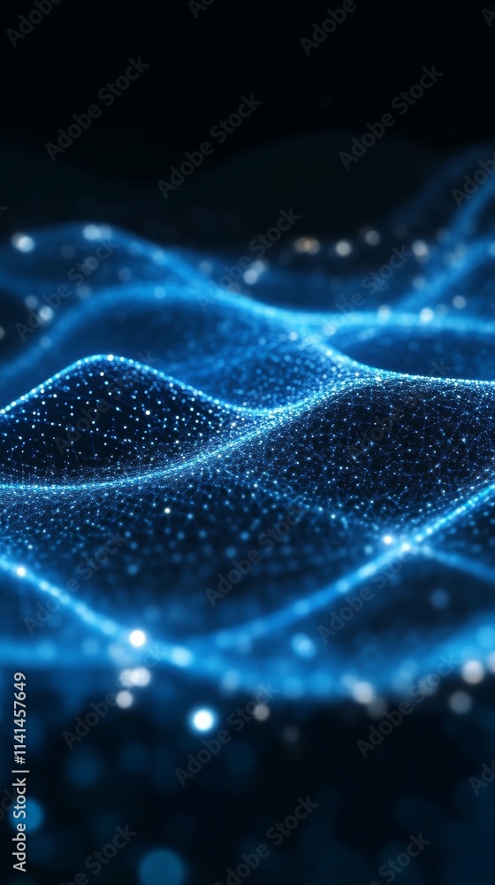 Abstract digital wave of glowing blue particles Abstract digital wave of glowing blue particles