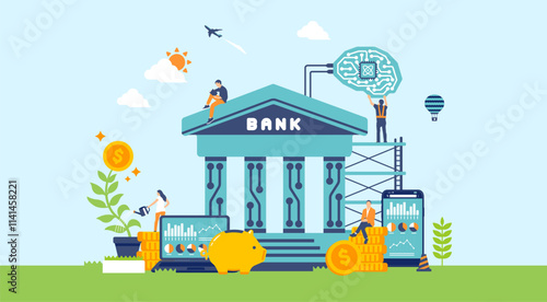 BaaS ( Banking as a Service ) vector banner illustration