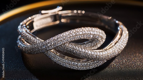 Exquisite diamond-studded bracelet with an elegant flowing design featuring pave diamonds in a seamless layout