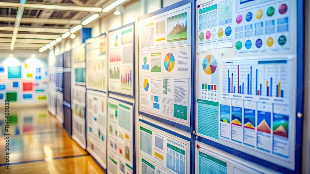 Distant blur of colorful posters and diagrams highlighting scientific concepts, blur, colorful, posters, diagrams Distant blur of colorful posters and diagrams highlighting scientific concepts, blur, colorful, posters, diagrams
