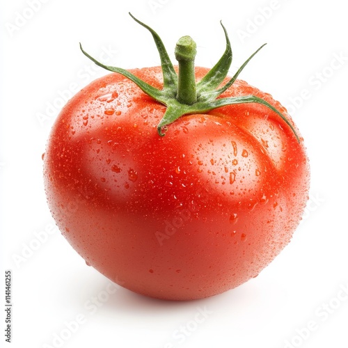 Wallpaper Mural Single ripe red tomato with water droplets on white background. Torontodigital.ca