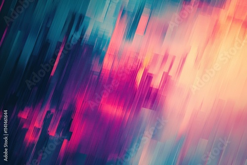 Abstract Diagonal Lines In Pink Teal And Orange Hues