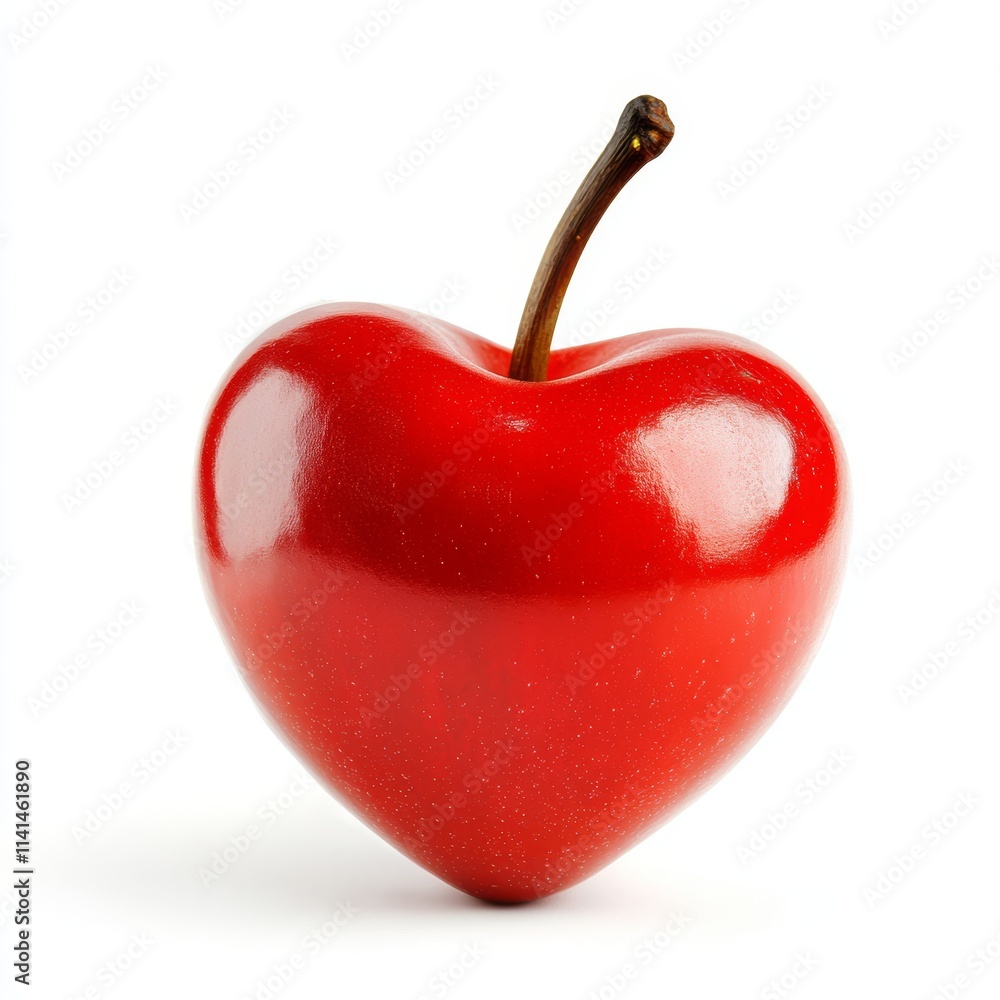 Obraz premium Red heart-shaped apple on white background.