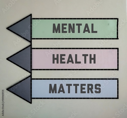 Mental Health Matters symbol. Concept words Mental Health Matters on wooden blocks. Beautiful orange background. Healthcare and Mental Health Matters concept.