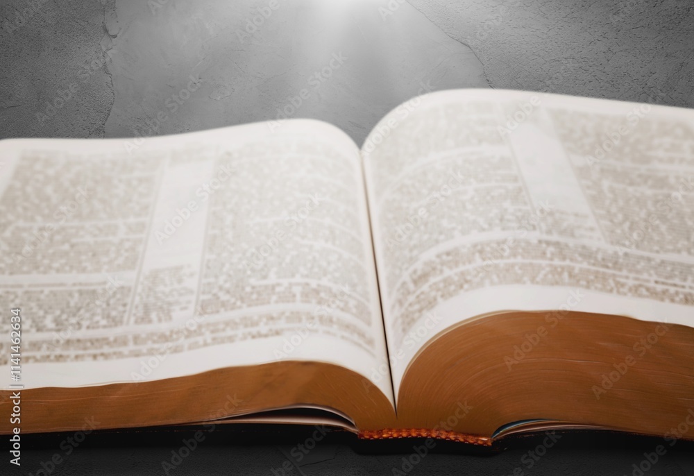 Fototapeta premium Open Bible book on dark background. Religion concept.