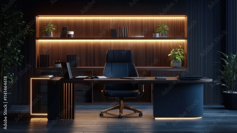 Elegant workstation design with a focus on warmth and simplicity. Elegant workstation design with a focus on warmth and simplicity.