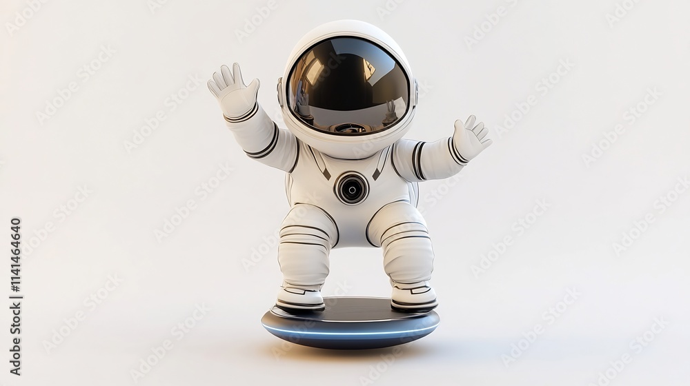 Playful Astronaut Balancing on Hoverboard: A Whimsical Space Explorer Embraces Futuristic Fun Playful Astronaut Balancing on Hoverboard: A Whimsical Space Explorer Embraces Futuristic Fun
