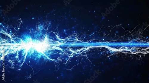 3D vector representation of electrical cable wires and high voltage discharge.