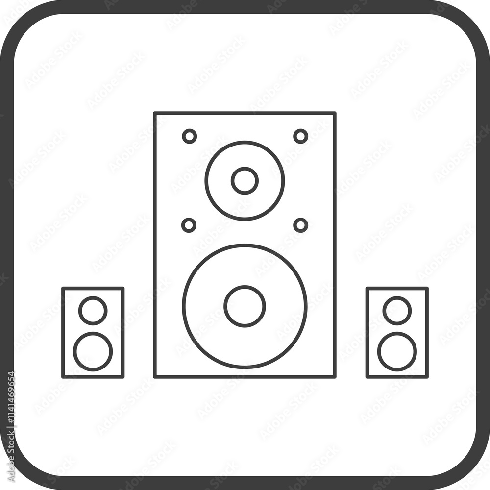 speaker icon in line black square frames, line icon speaker icon in line black square frames, line icon
