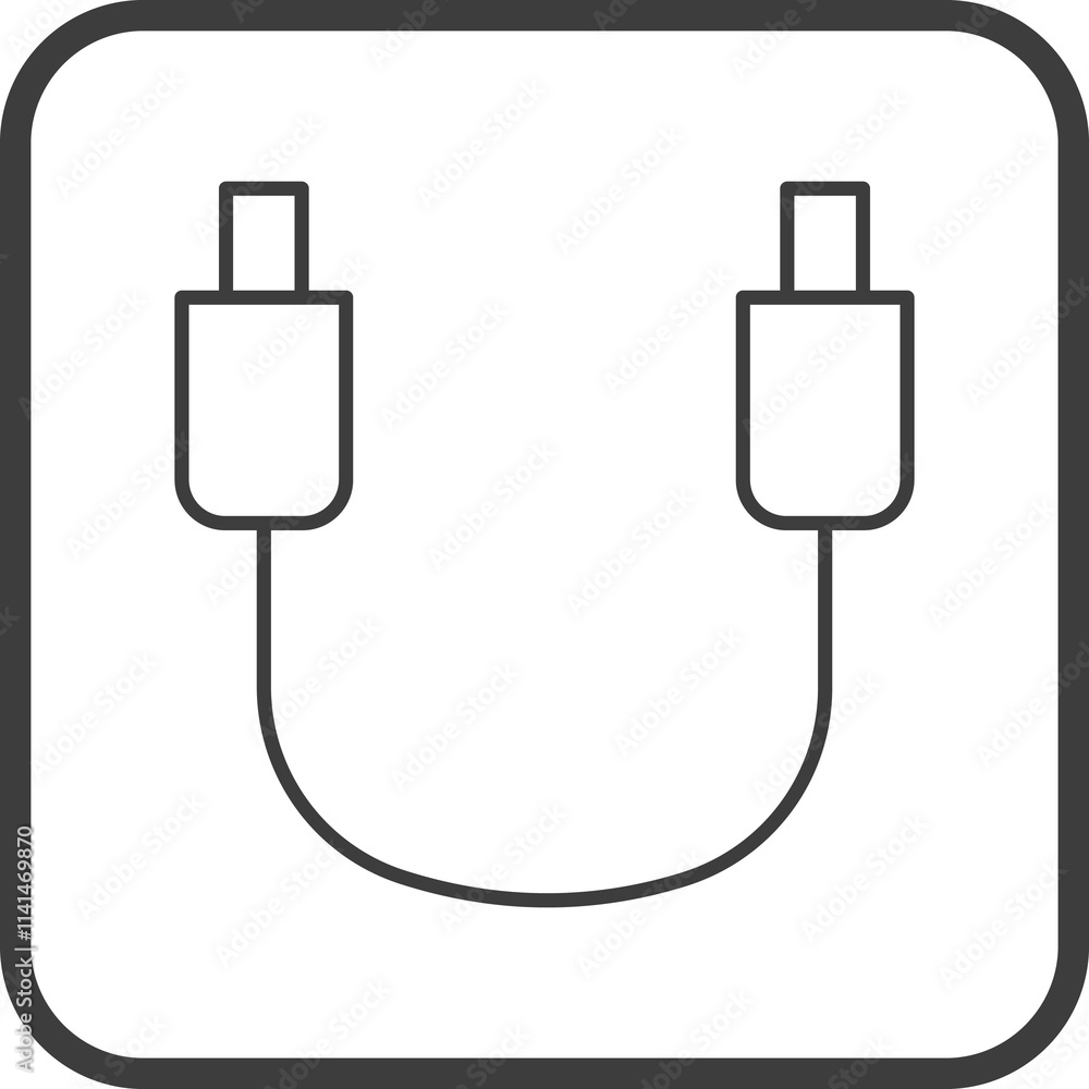 Obraz premium usb cable icon in line black square frames, line icon