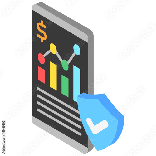 Data Insights isometric 3D color icon. use for modern concept, print, UI, UX kit, web and app development. Vector EPS 10, related to education, business, finance.