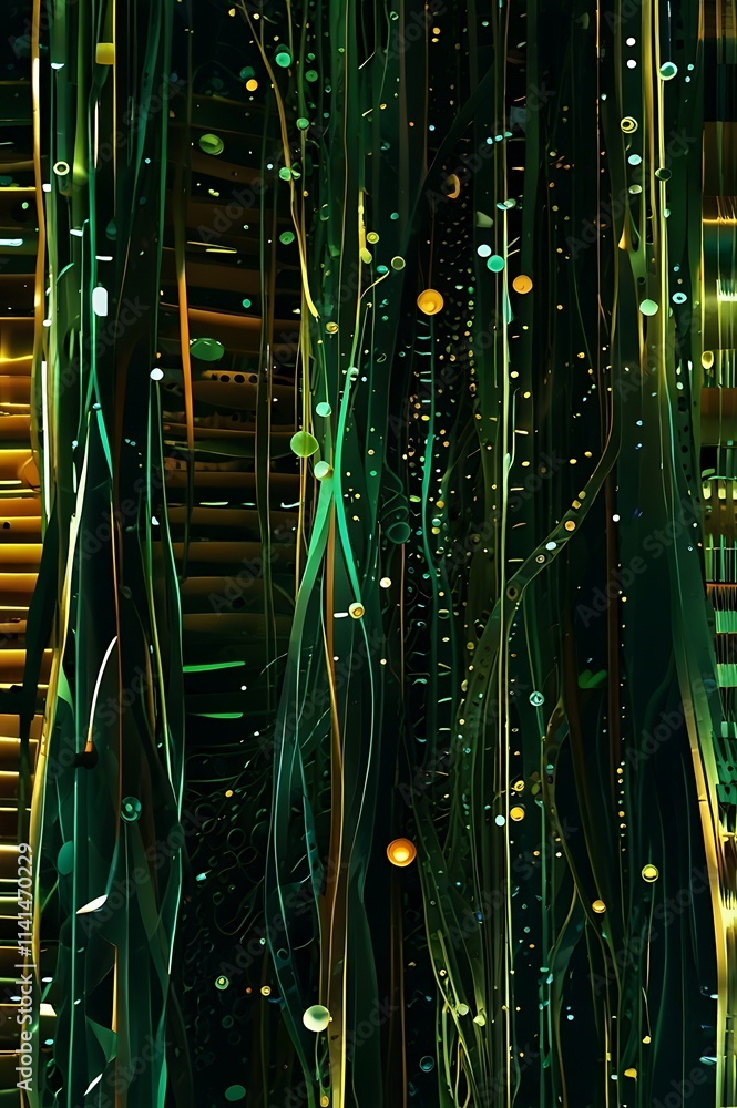 Luminous green and orange abstract wave patterns Luminous green and orange abstract wave patterns