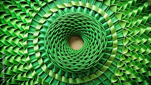 Green Circular Woven Pattern with a Hole in the Center