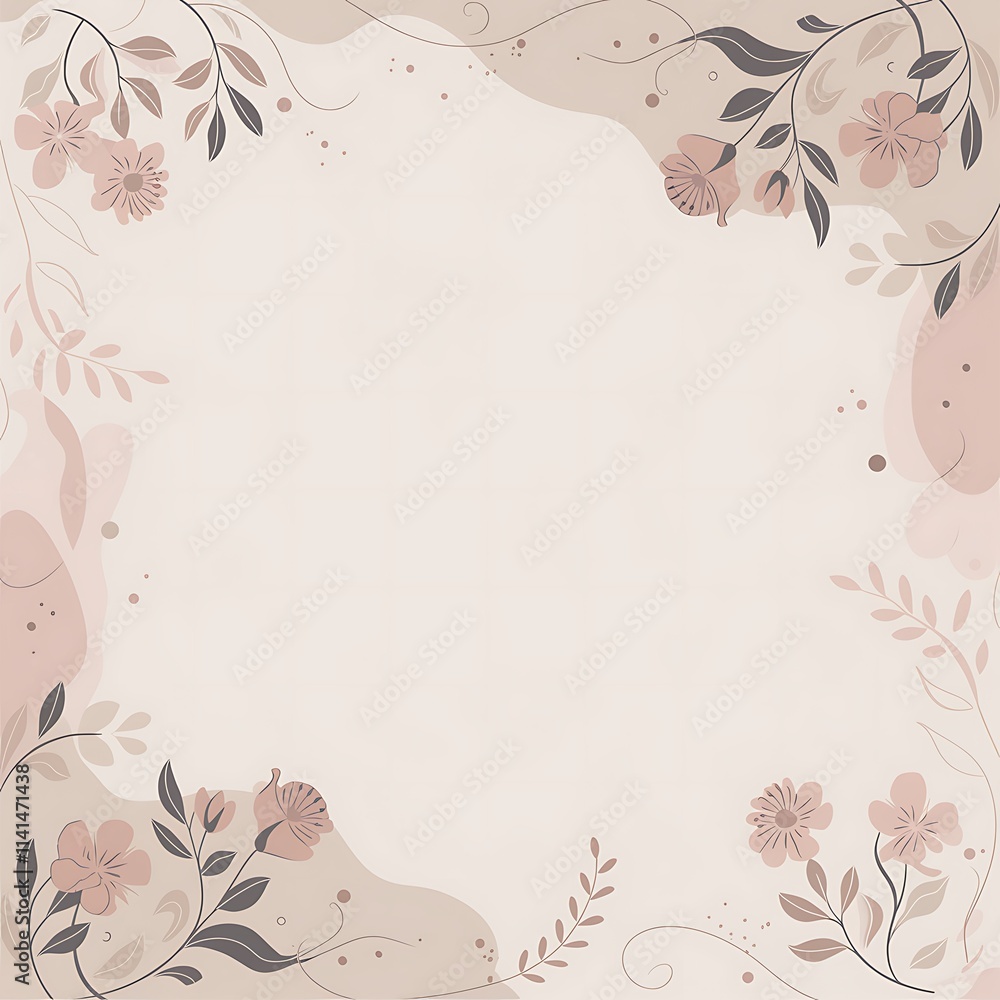 Elegant Floral Frame Design with Delicate Flowers and Leaves Elegant Floral Frame Design with Delicate Flowers and Leaves