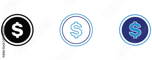 Dollar sign icon vector set, dollar vector icon set isolated on white background.