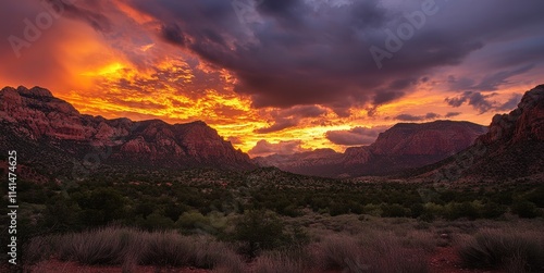 A breathtaking sunset over rugged mountain, nature, background and valleys, showcasing nature's beauty.
