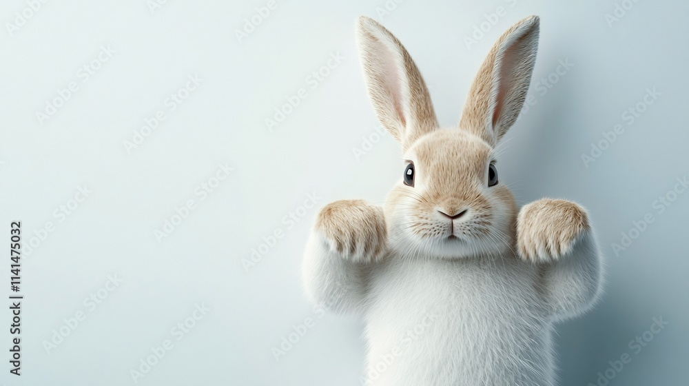 Obraz premium Powerful Rabbit Posing with Flexed Arms,Conveying a Sense of Physical Strength,Determination,and Fighting Readiness