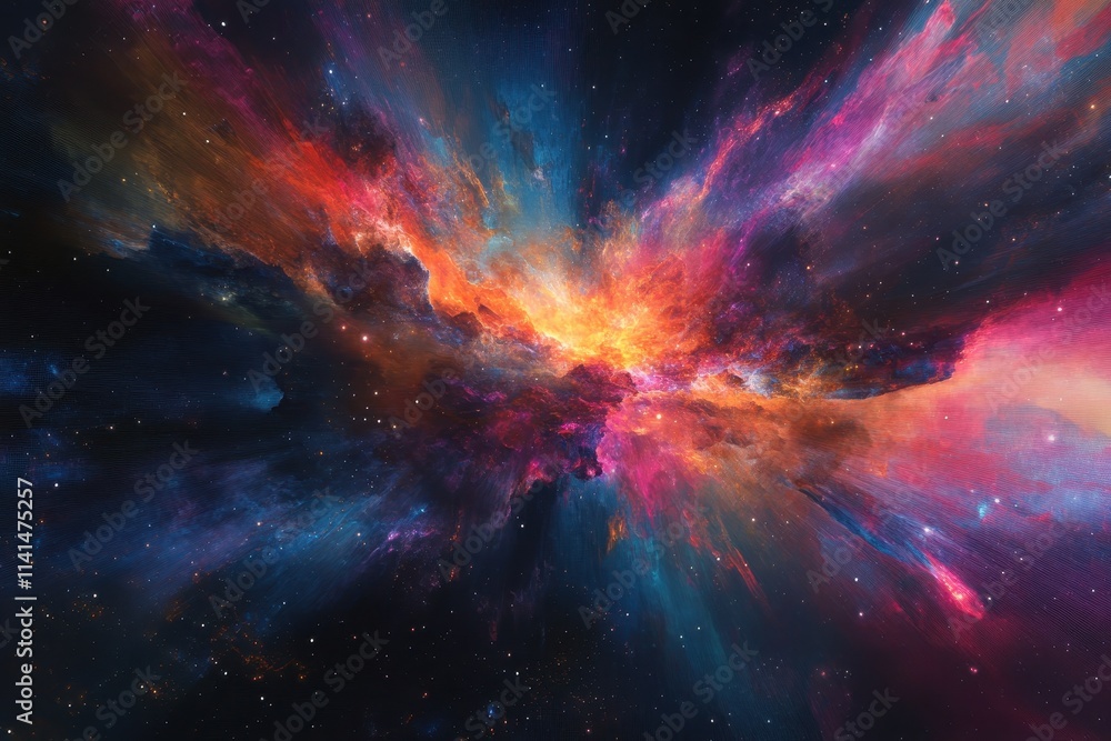 Cosmic Nebula Explosion Vibrant Colors Stellar Burst Cosmic Nebula Explosion Vibrant Colors Stellar Burst
