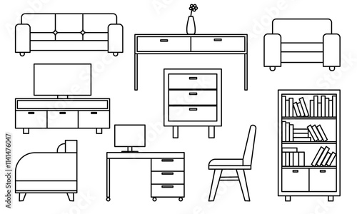 set of furniture icons