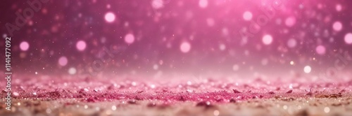 Pink bokeh with scattered glitter dust and sparkling particles on a blurrier background, pink bokeh, shimmering effect photo